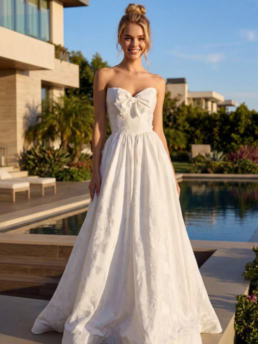 NEW OFF_WHITE Strapless Wedding Dress Floor Length Formal JT2700AW